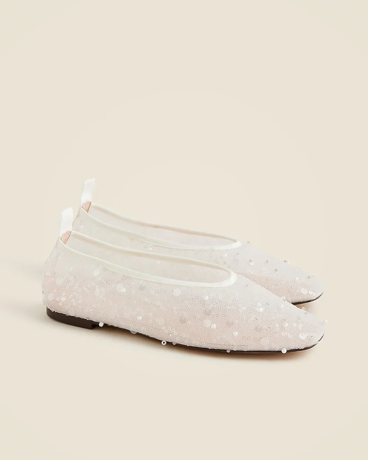 Quinn embellished ballet flats in mesh