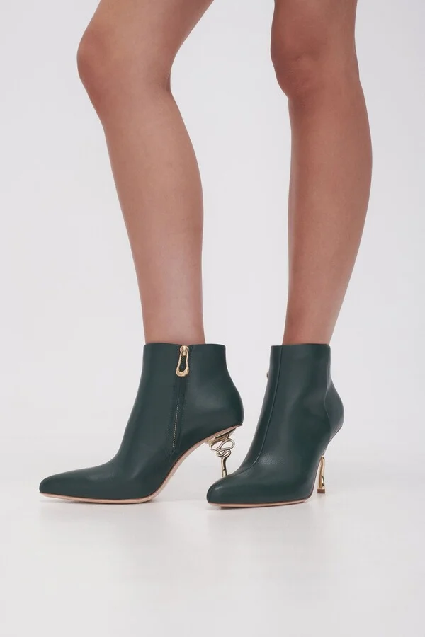 Quinn Ribbon Heel Ankle Boot In Colour Forest Green Size 35 - Image 2