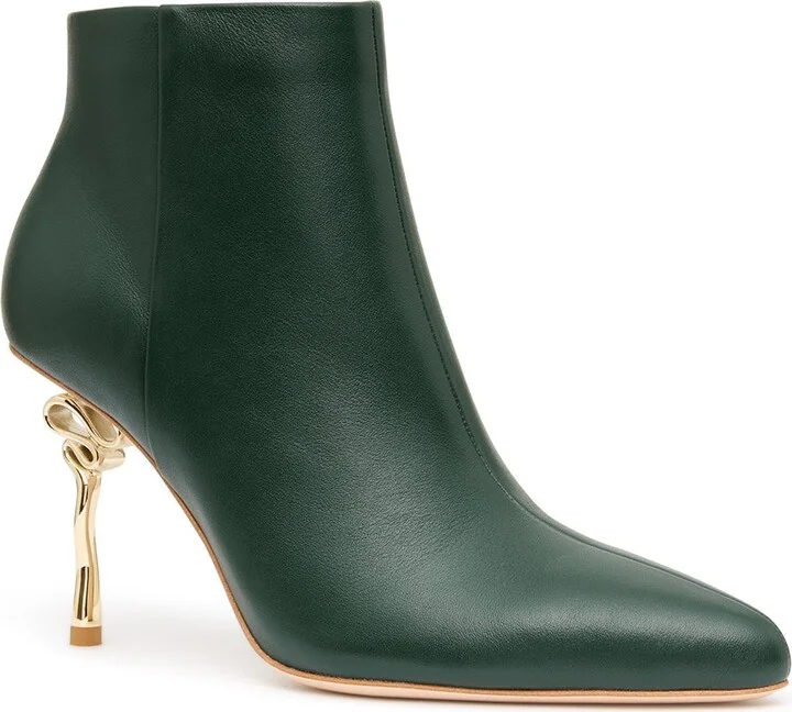 Quinn Ribbon Heel Ankle Boot In Colour Forest Green Size 35 - Image 3