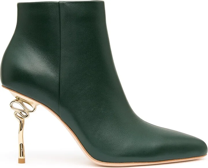 Quinn Ribbon Heel Ankle Boot In Colour Forest Green Size 35