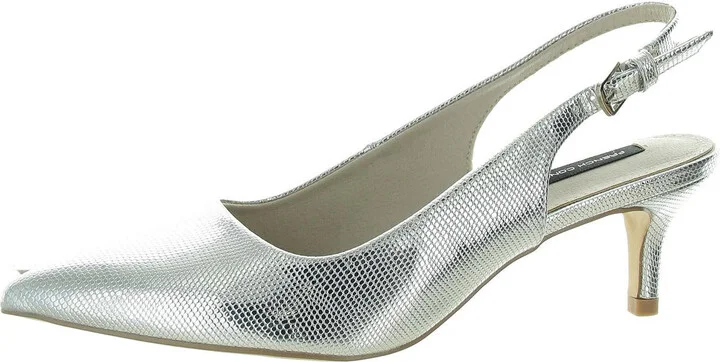 Quinn Womens Vegan Leather Pointed Toe Kitten Heels