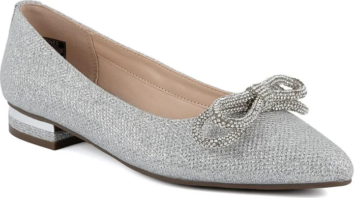 Quinnie Womens Rhinestone Pointed Toe Ballet Flats