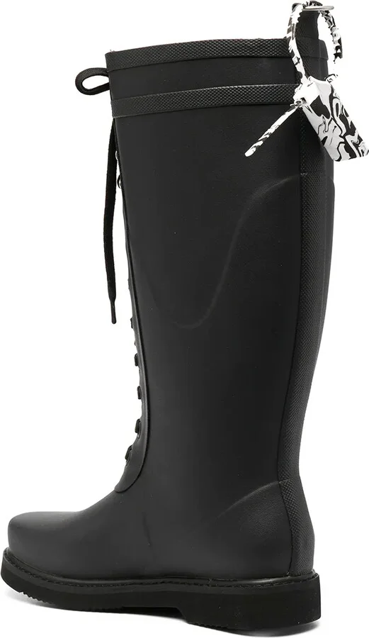 Quote-Motif Lace-Up Riding Boots - Image 3