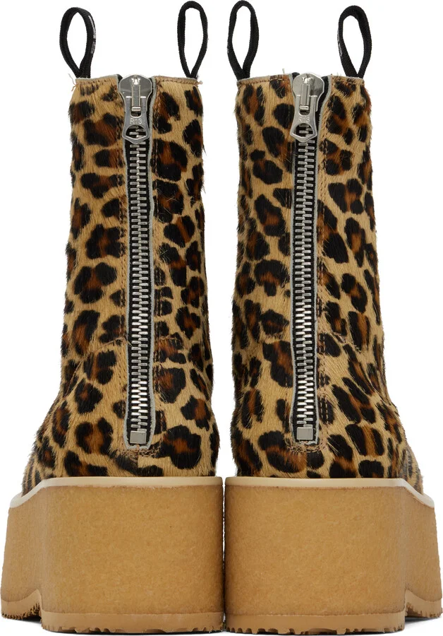 R13 Beige & Brown Double Stack Boots - Image 2
