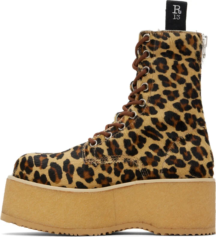 R13 Beige & Brown Double Stack Boots - Image 3