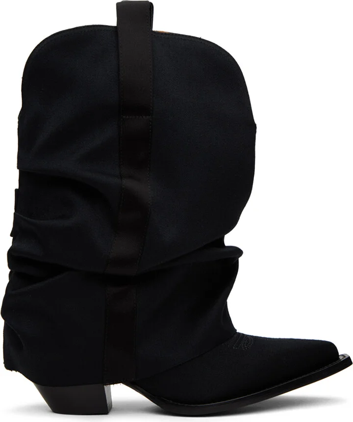 R13 Black Chunky Sleeve Cowboy Boots
