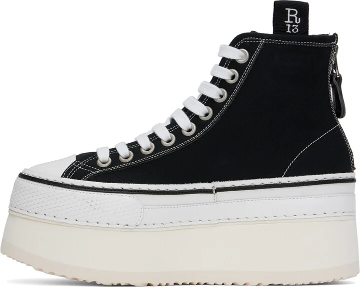 R13 Black Courtney Platform High Top Sneakers - Image 3
