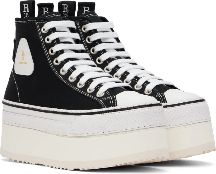 R13 Black Courtney Platform High Top Sneakers - Image 4