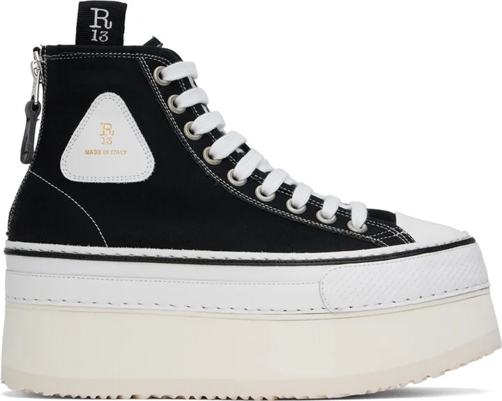 R13 Black Courtney Platform High Top Sneakers