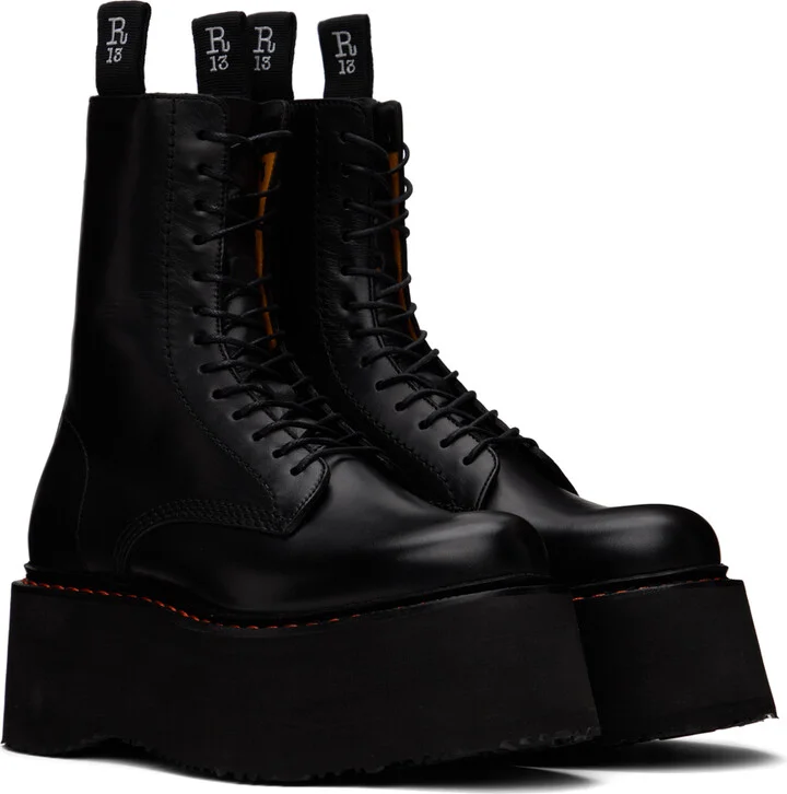 R13 Black Double Stack Boots - Image 4