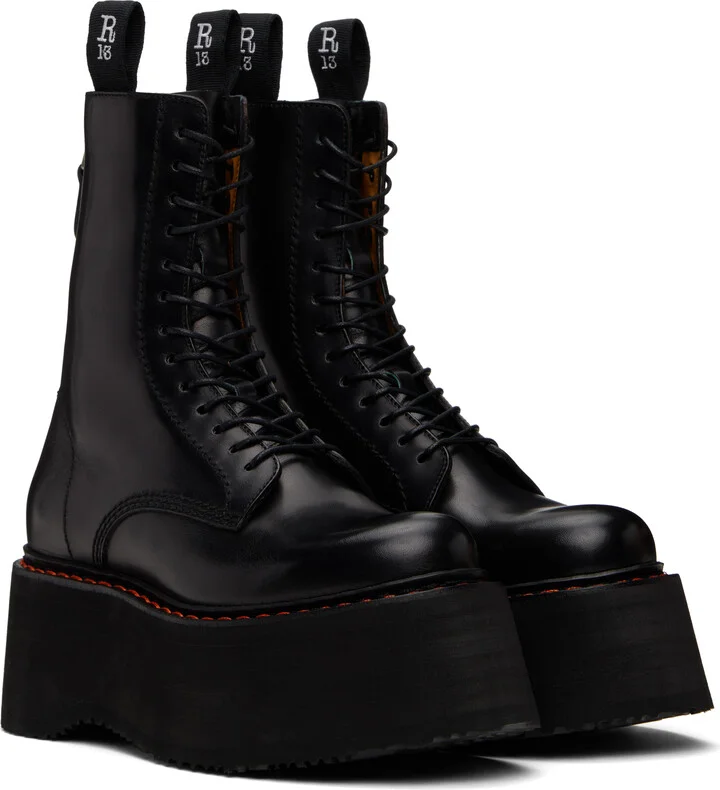 R13 Black Double Stack Boots - Image 4