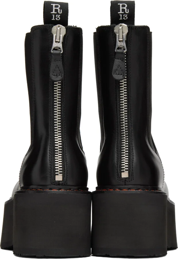 R13 Black Double Stack Boots - Image 2