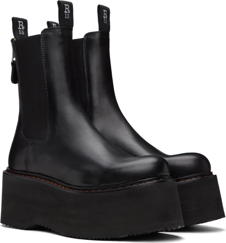 R13 Black Double Stack Boots - Image 4