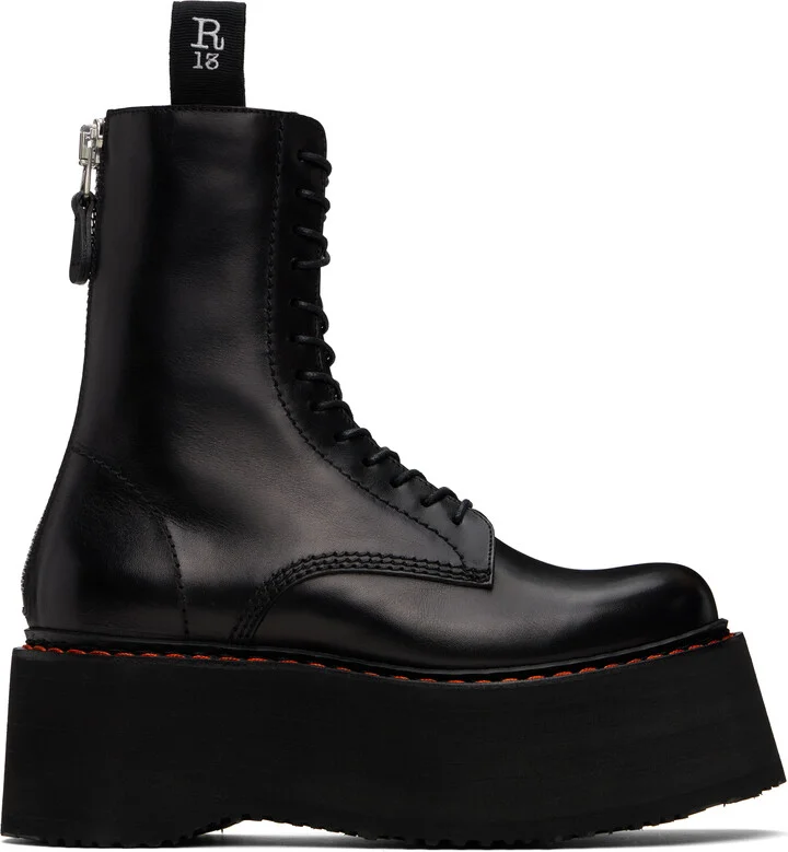 R13 Black Double Stack Boots