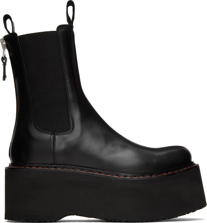 R13 Black Double Stack Boots