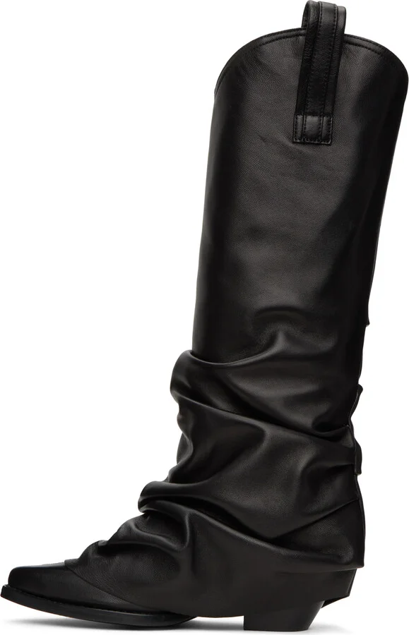 R13 Black Mid Cowboy Sleeve Boots - Image 3