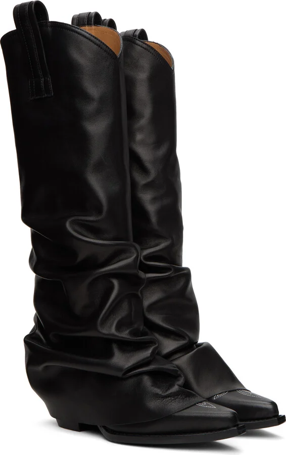 R13 Black Mid Cowboy Sleeve Boots - Image 4