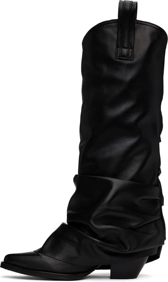 R13 Black Mid Cowboy Sleeve Boots - Image 3