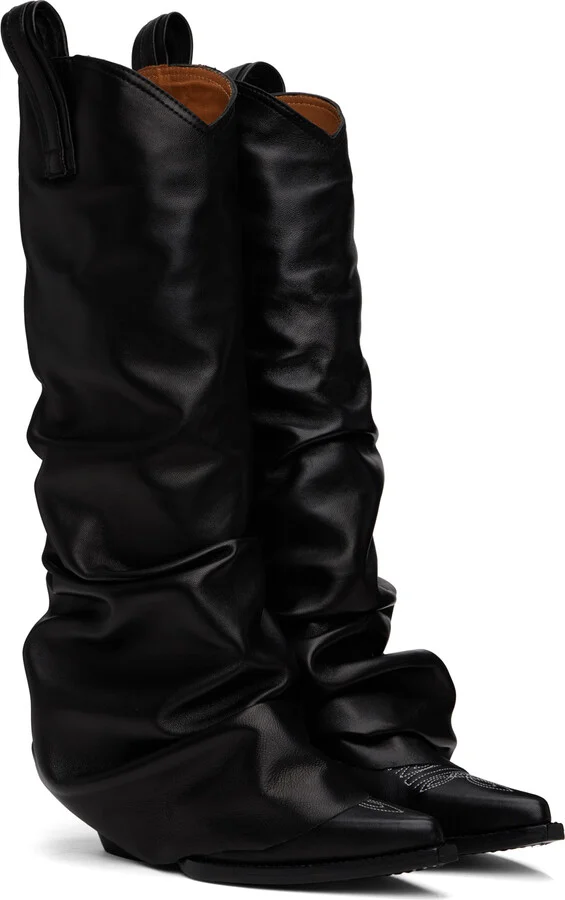 R13 Black Mid Cowboy Sleeve Boots - Image 4