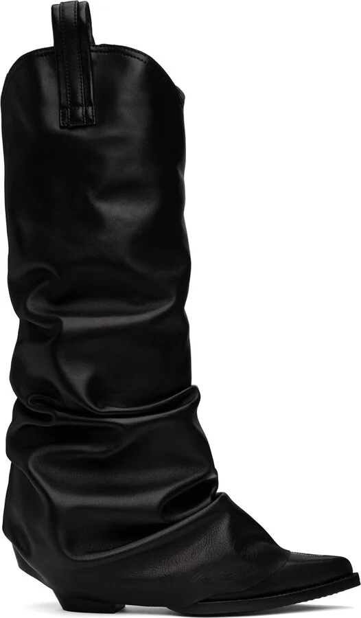 R13 Black Mid Cowboy Sleeve Boots