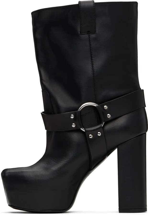 R13 Black Sid Heeled Harness Boots - Image 3
