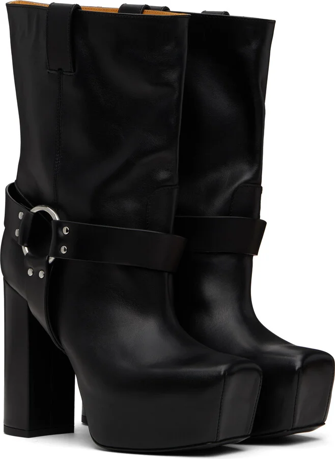 R13 Black Sid Heeled Harness Boots - Image 4