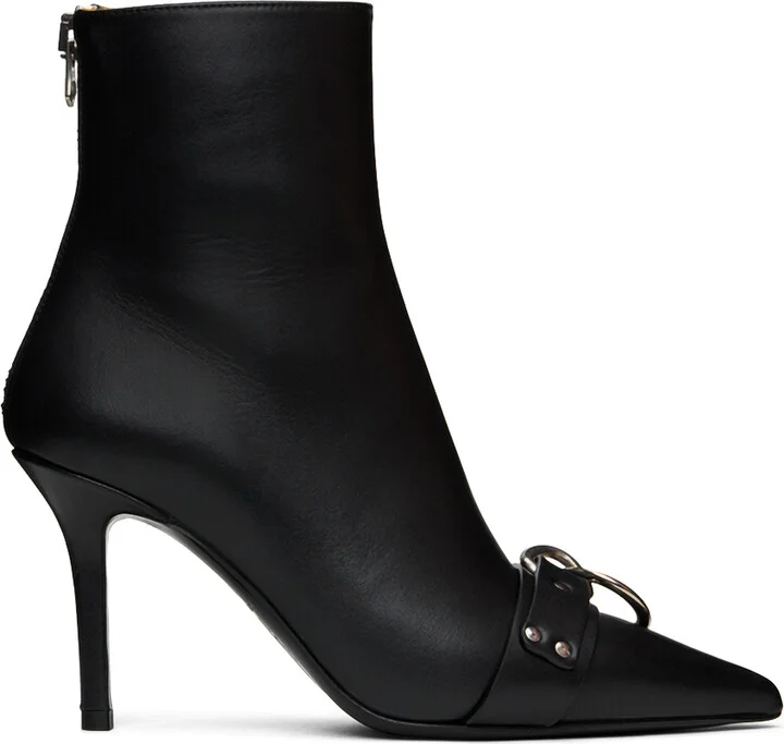 R13 Black Sid Heeled Harness Boots