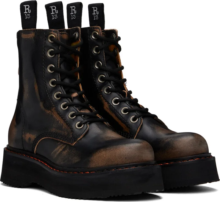R13 Black Single Stack Boots - Image 4