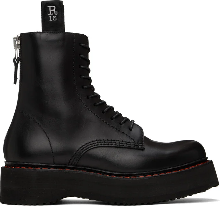 R13 Black Single Stack Boots