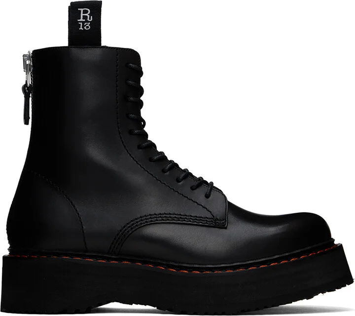 R13 Black Single Stack Boots