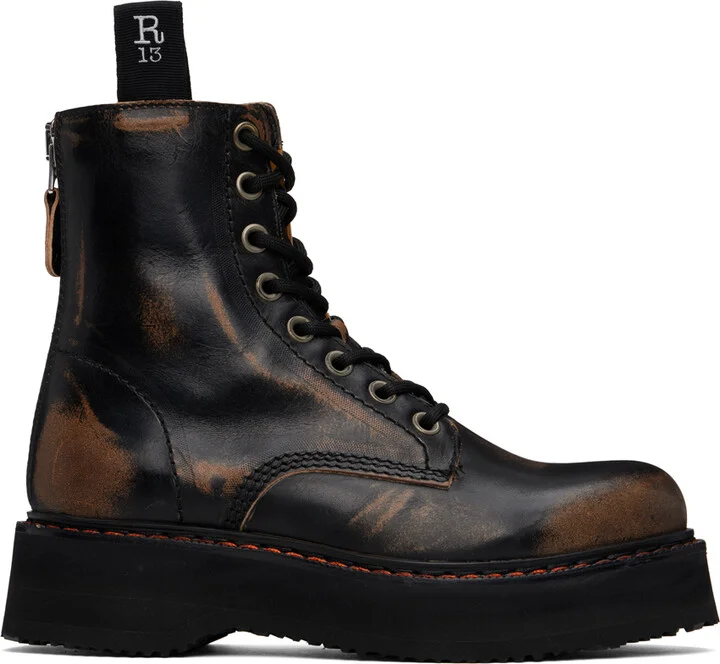 R13 Black Single Stack Boots