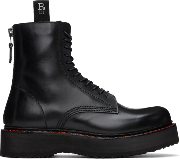 R13 Black Single Stack Boots