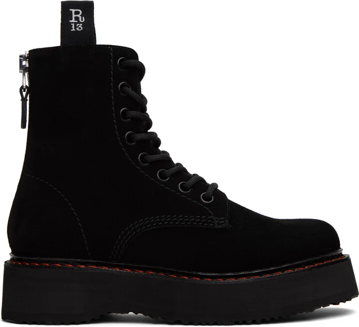 R13 Black Single Stack Boots