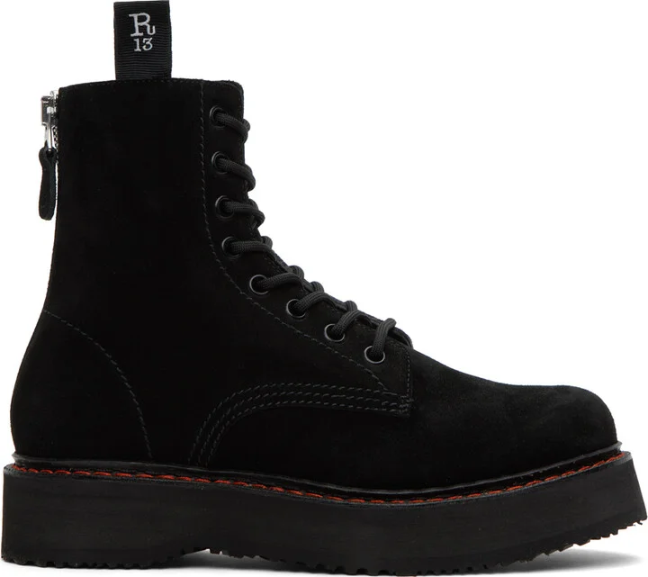 R13 Black Single Stack Boots