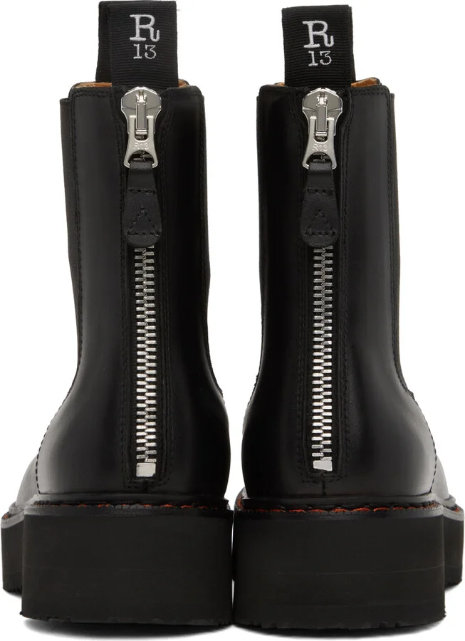 R13 Black Single Stack Chelsea Boots - Image 2