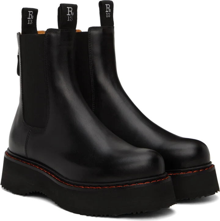 R13 Black Single Stack Chelsea Boots - Image 4