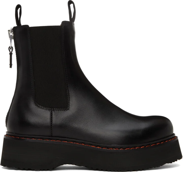 R13 Black Single Stack Chelsea Boots