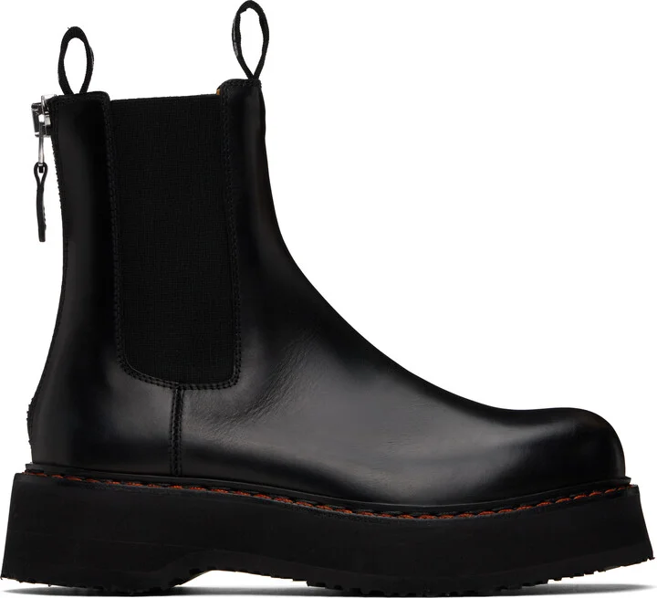 R13 Black Single Stack Chelsea Boots