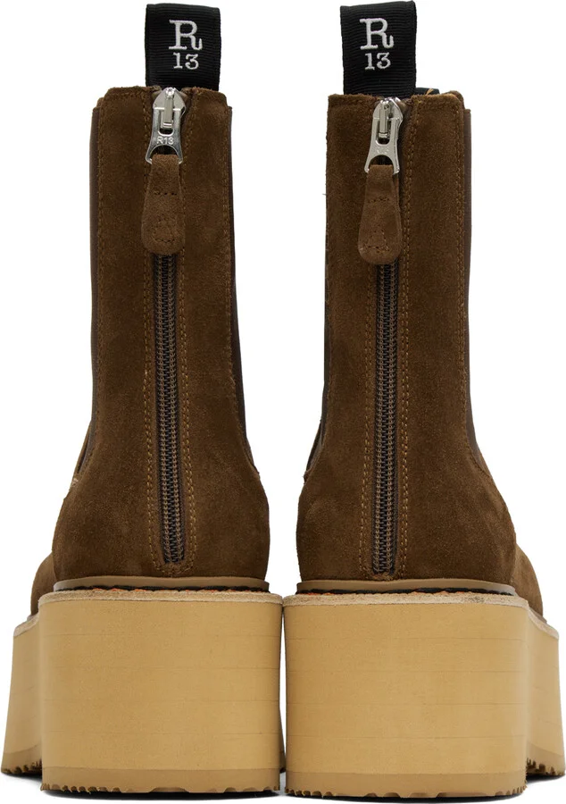 R13 Brown Double Stack Chelsea Boots - Image 2
