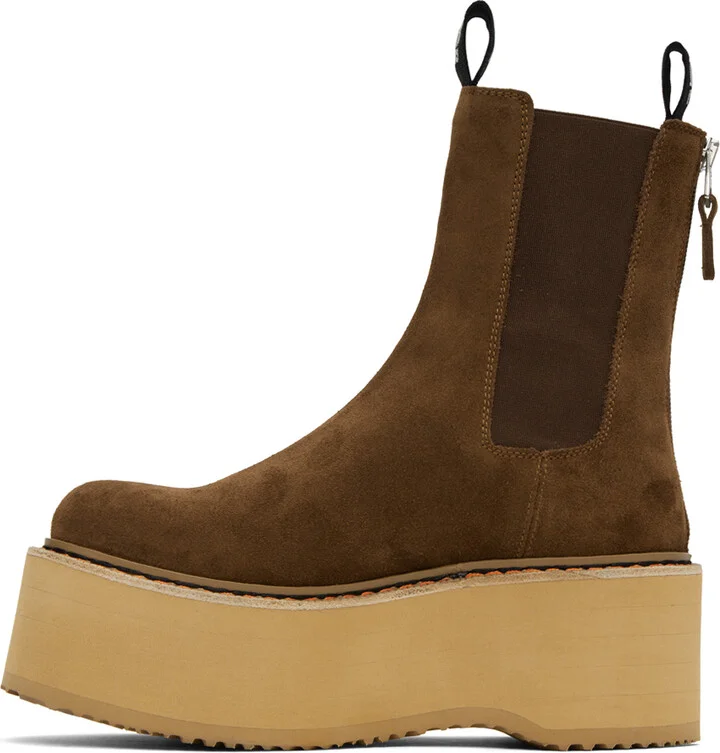 R13 Brown Double Stack Chelsea Boots - Image 3