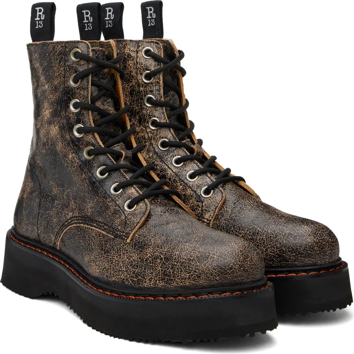 R13 Brown Single Stack Boots - Image 4
