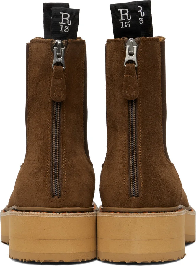 R13 Brown Single Stack Chelsea Boots - Image 2