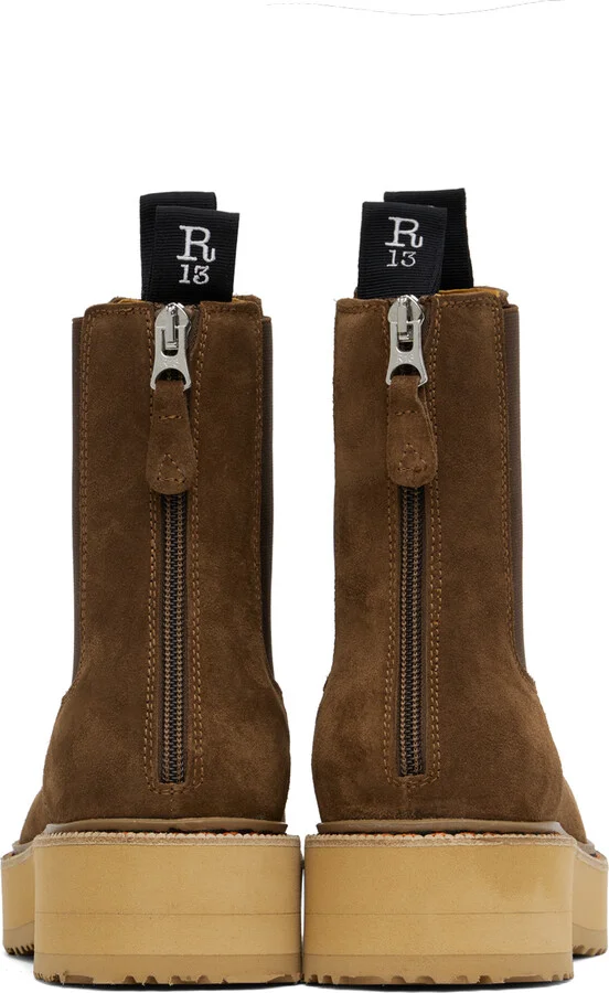 R13 Brown Single Stack Chelsea Boots - Image 2