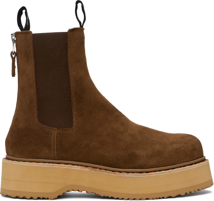R13 Brown Single Stack Chelsea Boots
