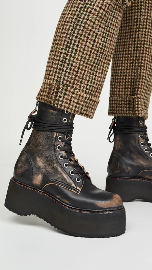 R13 Double Stacked Lace Up Boots - Image 4