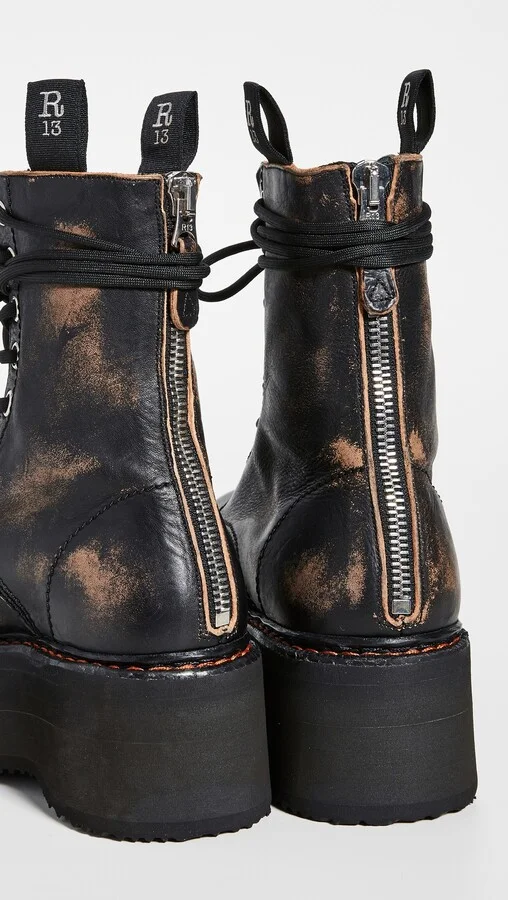 R13 Double Stacked Lace Up Boots - Image 5