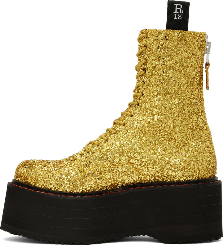 R13 Gold Double Stack Boots - Image 3