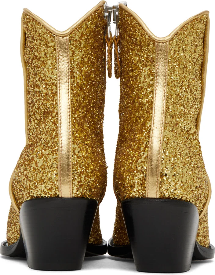 R13 Gold Skinny Ankle Cowboy Boots - Image 2