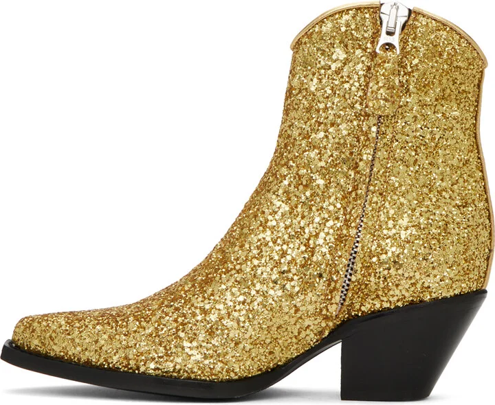 R13 Gold Skinny Ankle Cowboy Boots - Image 3