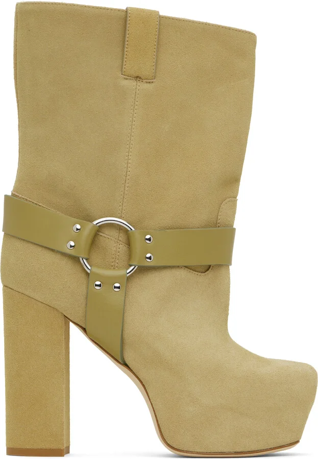 R13 Khaki Sid Heeled Harness Boots